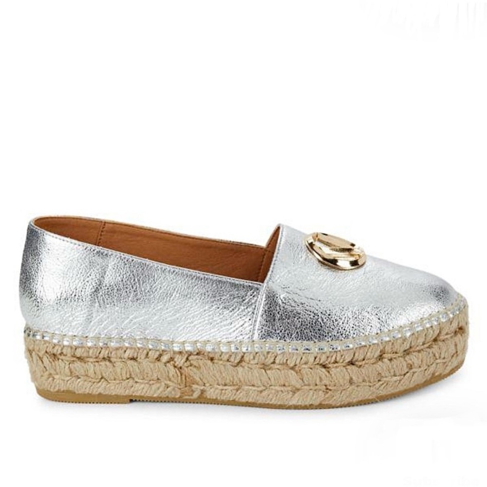 Valentino Silver Espadrille Loafers